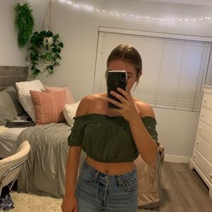 Olive Green Crop Top